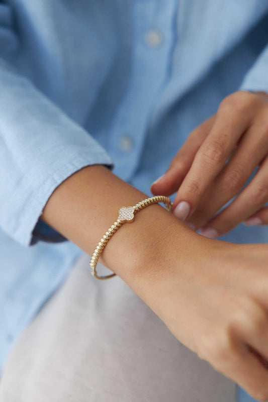 14k Gold Stone Bracelet - Modern Minimalist Jewelry