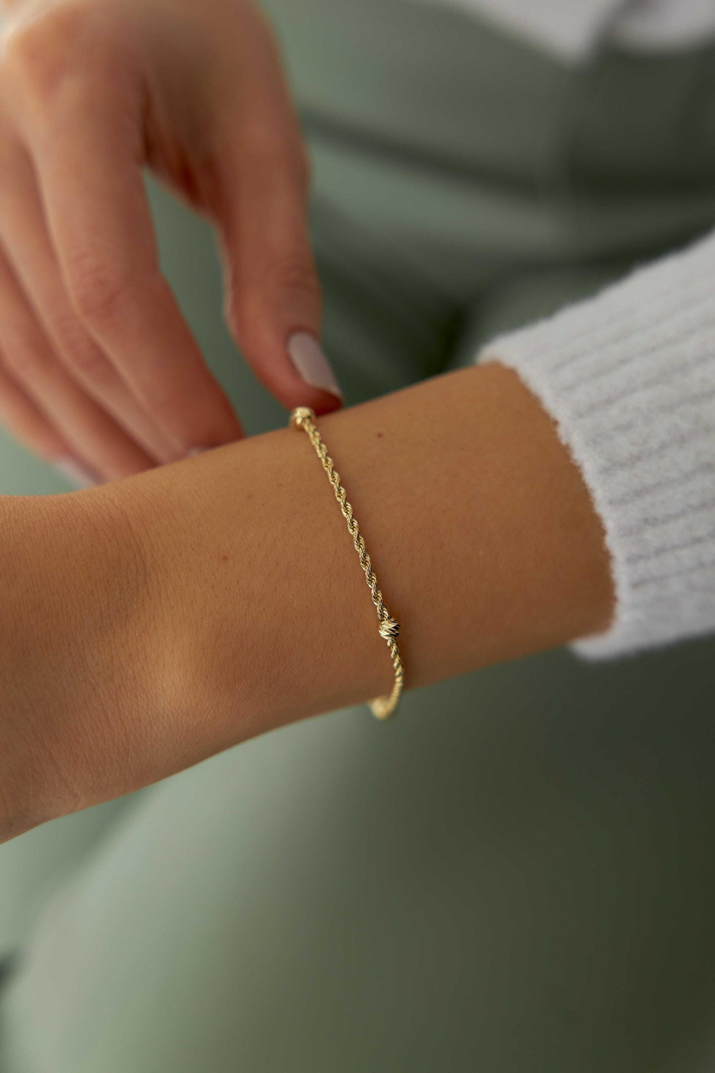 14k Gold Thin Ball Rope Bracelet -Gold  Chain Bracelet - Minimalist Chain Bracelet - Gift For Her