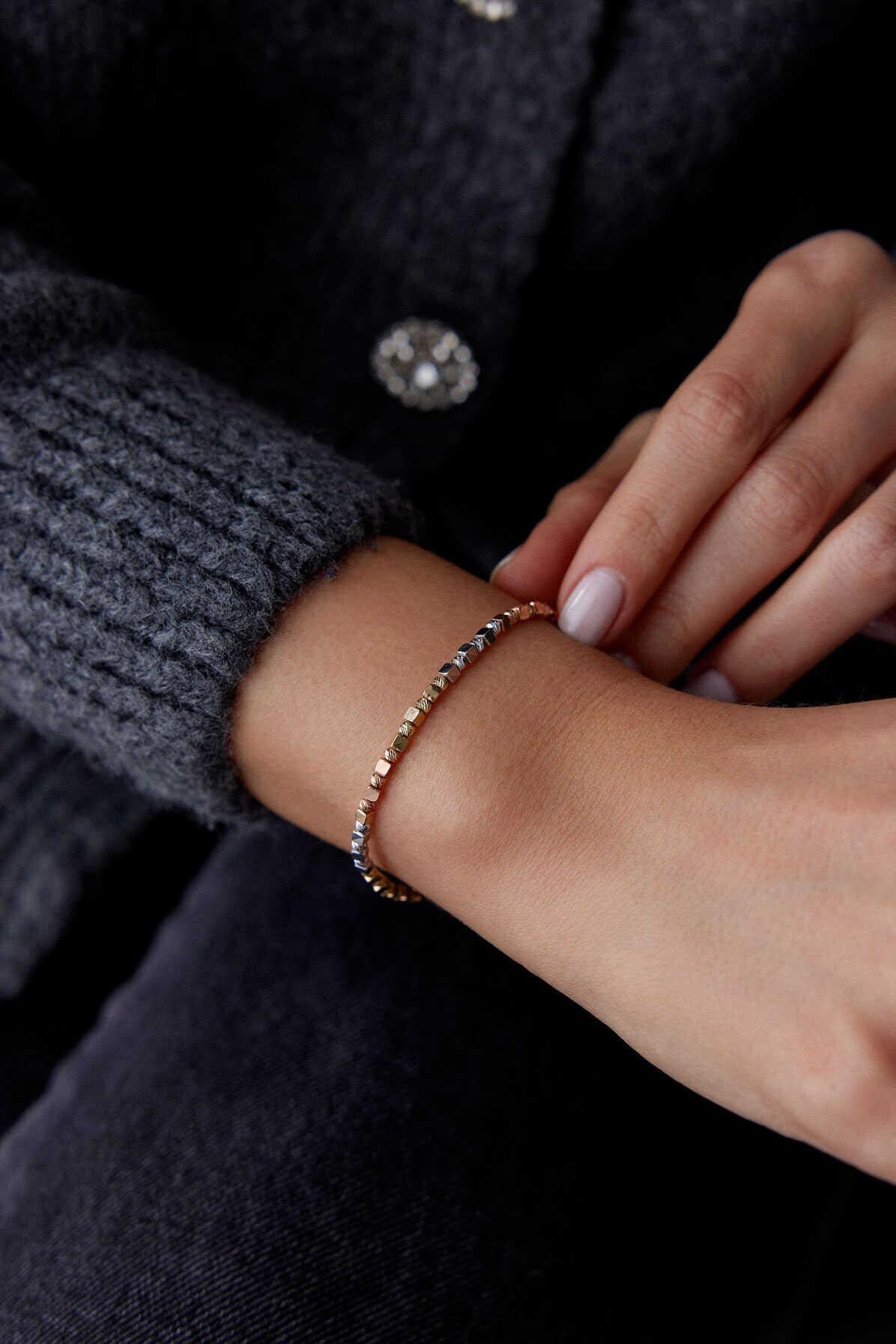 14k Gold Tricolor Dorika Chain Bracelet - Minimalist Style