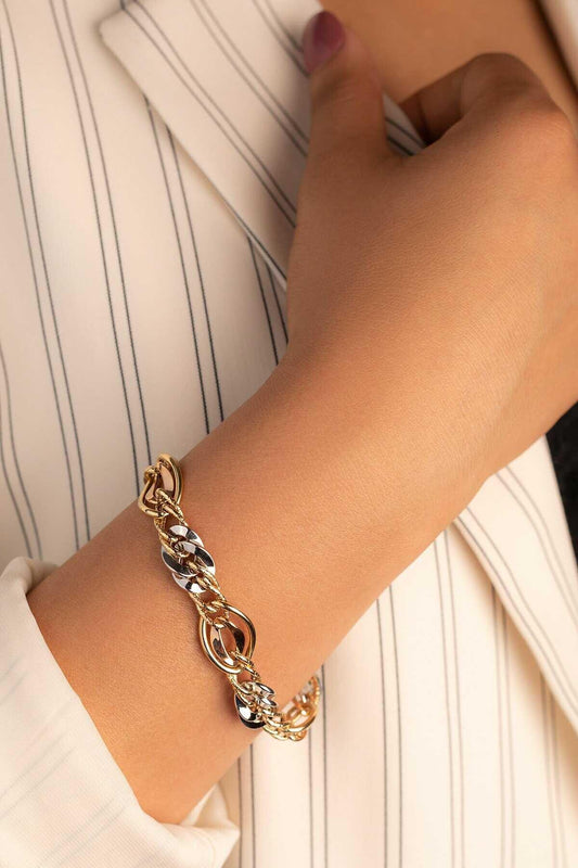 14k Gold Three Color Hallow Bracelet