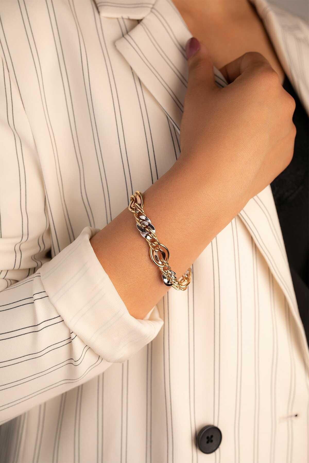 14k Gold Three Color Hallow Bracelet