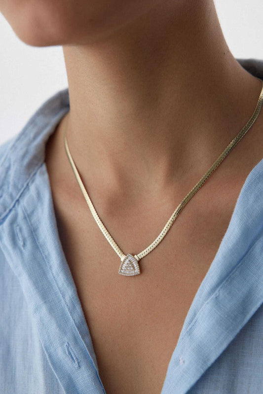 14k Gold Baguette Stone Necklace