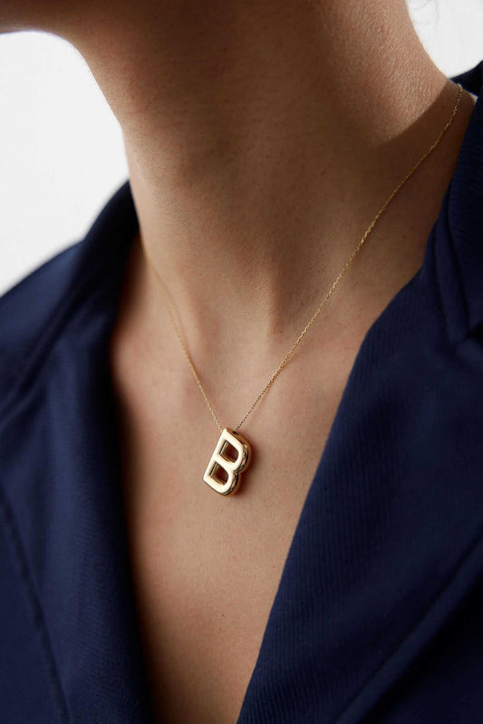 14k Gold Balloon Letter Necklace