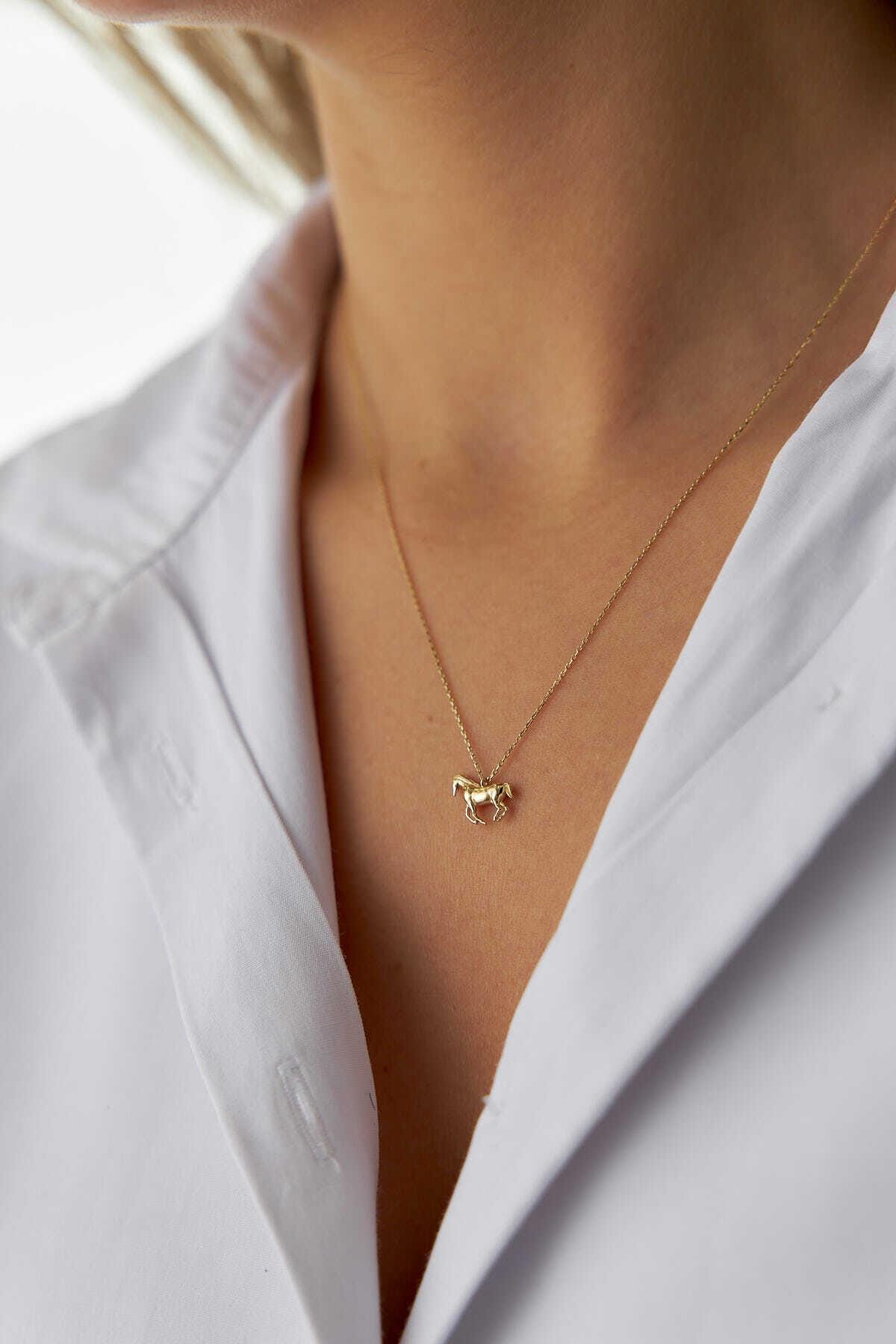 14k Gold Triangle Nail Design Necklace