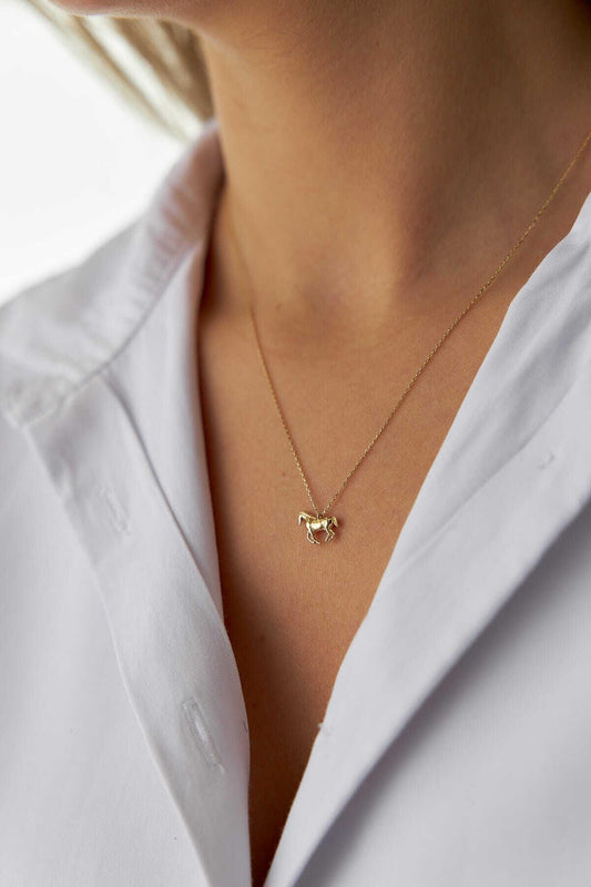 14k Gold Triangle Nail Design Necklace