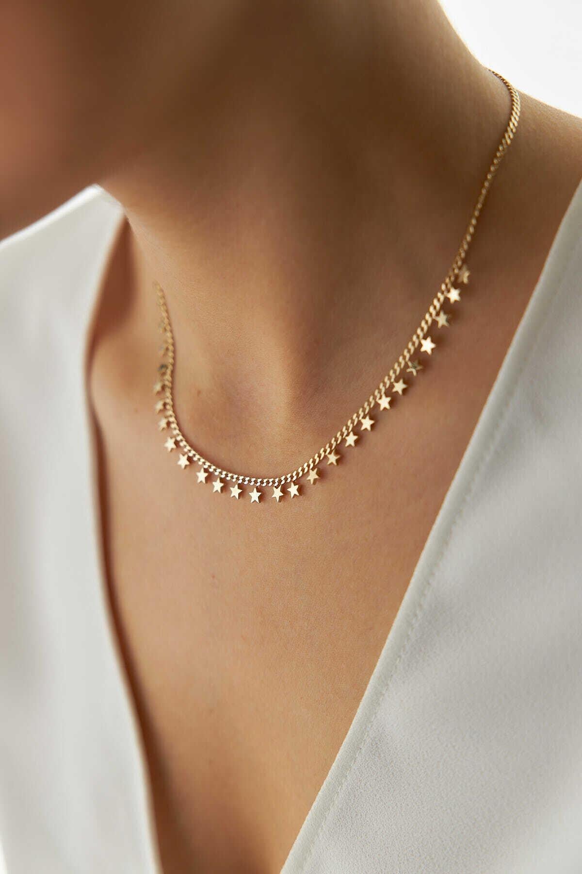 14k Gold Star Chain Necklace