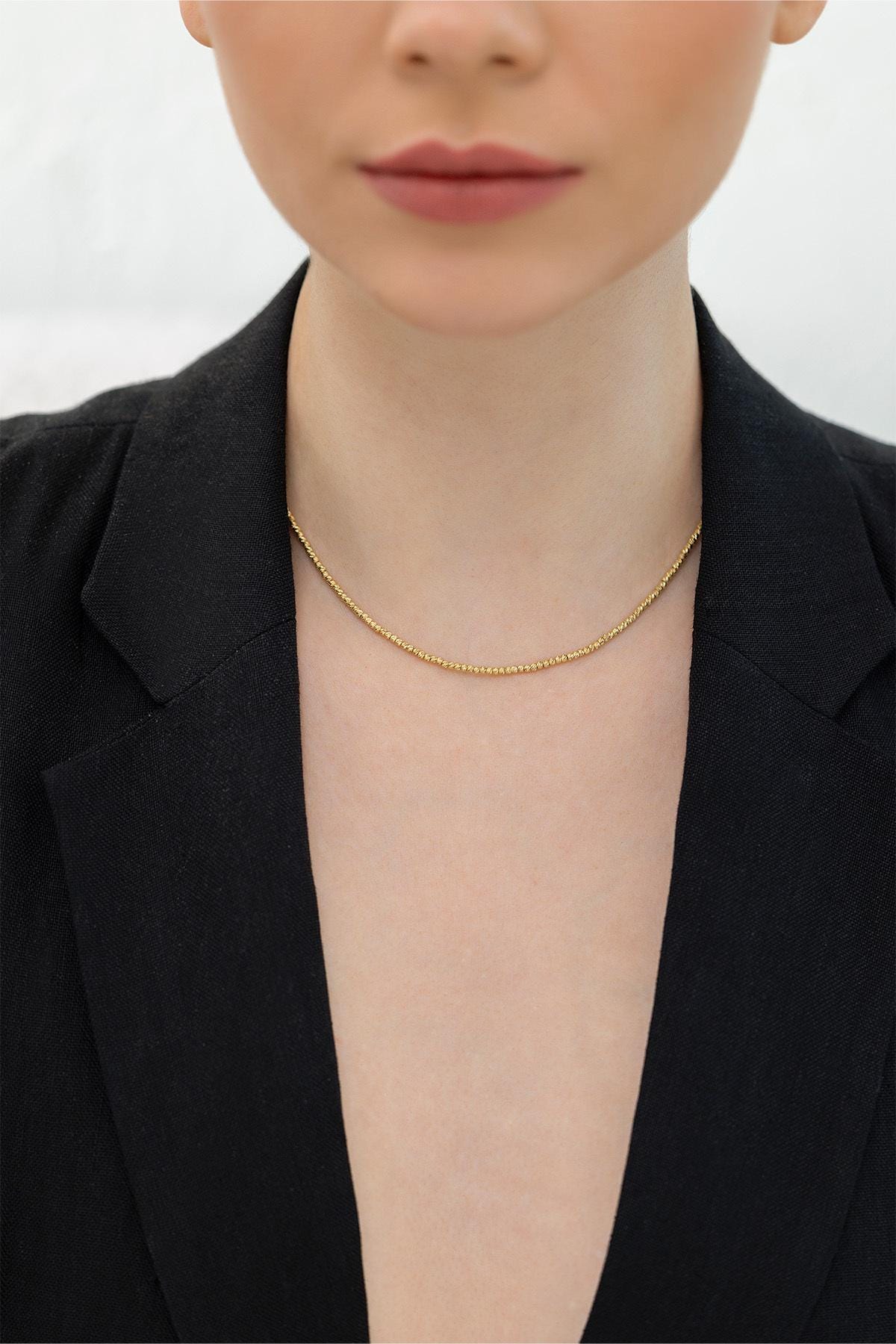 14k Gold Ball Chain Necklace - Delicate Everyday Jewelry