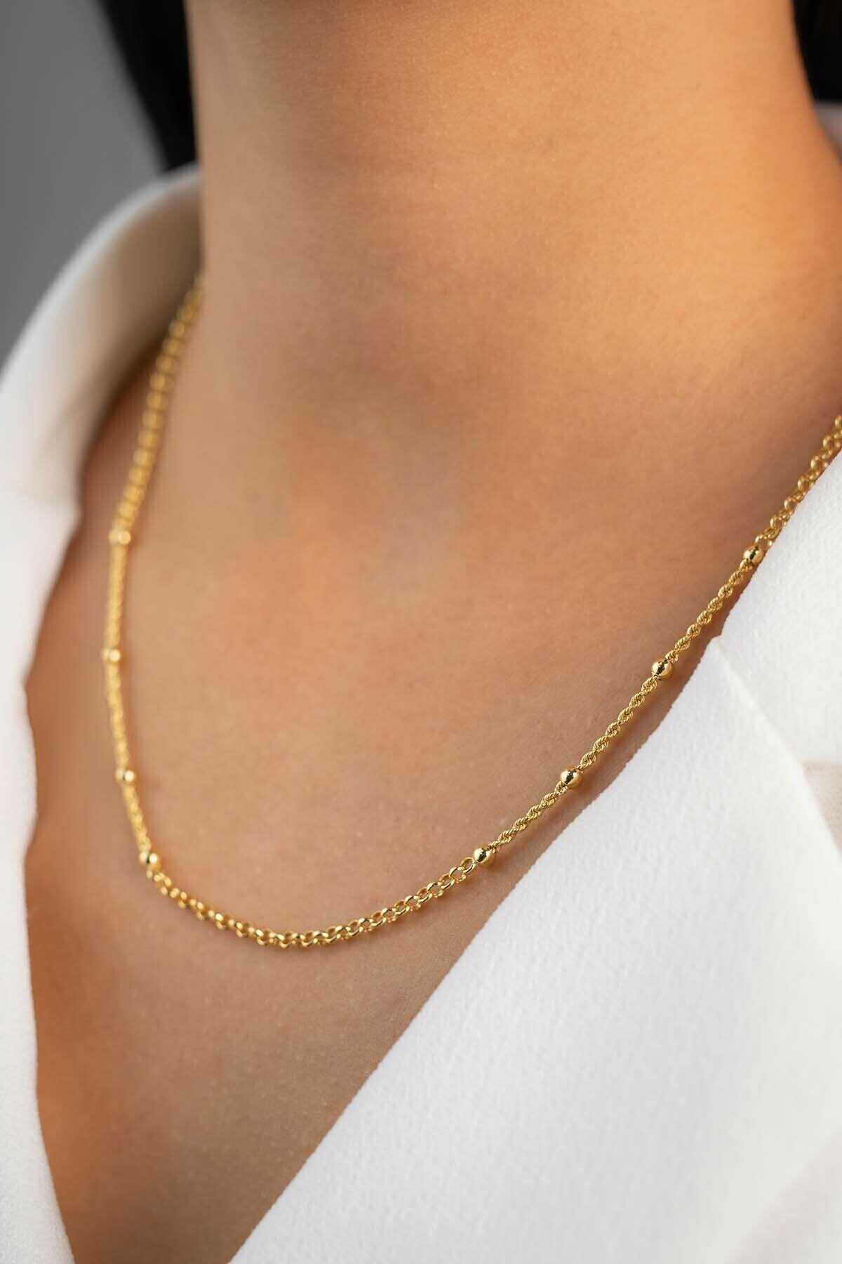 14k Gold Twisted Ball Chain